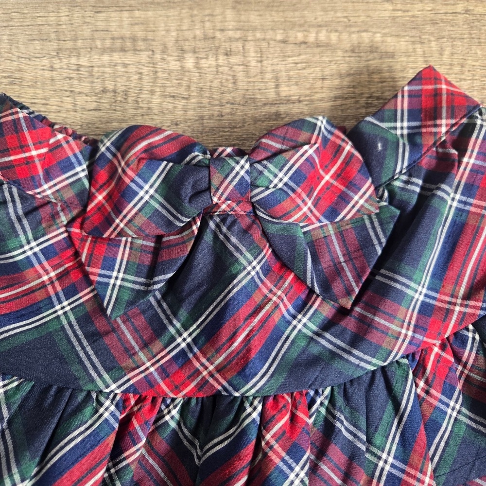 Gymboree Girls Size 7 Plaid Tiered Ruffle Skirt Navy Red Holiday Bow 3048934 NEW - Picture 3 of 6